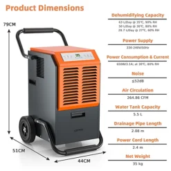 Costway 63L Commercial Dehumidifier Industrial Dehumidifier 5.5L Water Tank Portable -Diy costway 63l commercial dehumidifier industrial dehumidifier 5 5l water tank portable6085650679596 03c MP