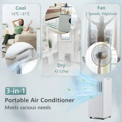 Costway 9000BTU Portable Air Conditioner 4-in-1 Air Cooler Fan Dehumidifier AC Unit -Diy costway 9000btu portable air conditioner 4 in 1 air cooler fan dehumidifier ac unit6085649253738 03c MP