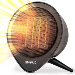 Duronic FH15K Electric Fan Heater With Ceramic Elements, 1.5kW Power, Timer Function Up To 15 Hours, 2 Heat Settings (black)