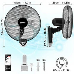Duronic FN55 BK Wall Mounted Fan, Oscillating/Rotating 16 Inch Head, 60W Power - 3 Speeds, Timer Function, Remote Control (black) 6 Duronic FN55 BK Wall Mounted Fan, Oscillating/Rotating 16 Inch Head, 60W Power - 3 Speeds, Timer Function, Remote Control (black) -Diy duronic fn55 bk wall mounted fan oscillating rotating 16 inch head 60w power 3 speeds timer function remote control black 5060184205177 03c MP