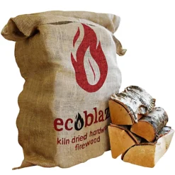 Ecoblaze Kiln Dried Birch Firewood Ready To Burn 50L Hessian Sack Hardwood Logs
