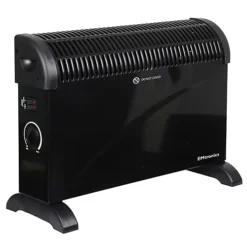 EMtronics 2KW Convector Heater Radiator With 3 Setting Adjustable Thermostat - Black