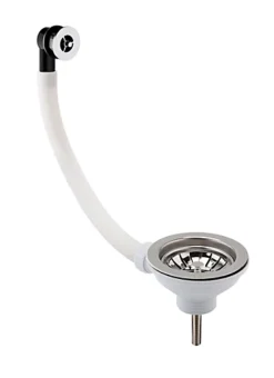 Fireclay Kitchen Sink Basket Strainer Waste With Overflow - 90mm - Chrome - Balterley
