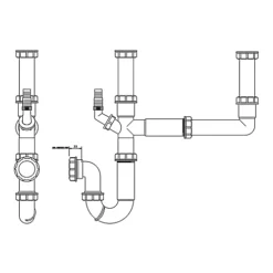 FloPlast 2 Bowl Kitchen Sink Waste Kit, (Dia)40mm -Diy floplast 2 bowl kitchen sink waste kit dia 40mm5055149928628 01t