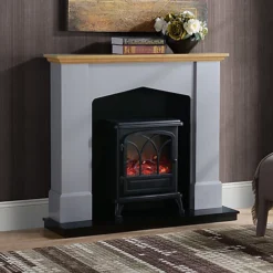 Focal Point Hurst Oak & Grey Electric Fire Suite -Diy focal point hurst oak grey electric fire suite5023539026056 01i