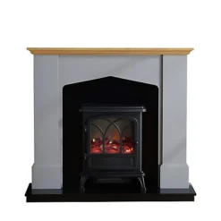 Focal Point Hurst Oak & Grey Electric Fire Suite