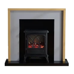 Focal Point Rockford Oak & Grey Electric Fire Suite
