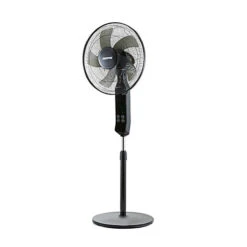Geepas Black 16" 5 Blades Pedestal Fan With Remote Control Floor Standing Oscillating
