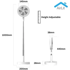 GeoSmartPro AirLit 3-in-1 Portable Smart Vanity Mirror, Fan & Light - Adjustable Height -Diy geosmartpro airlit 3 in 1 portable smart vanity mirror fan light adjustable height5060699160039 03c MP