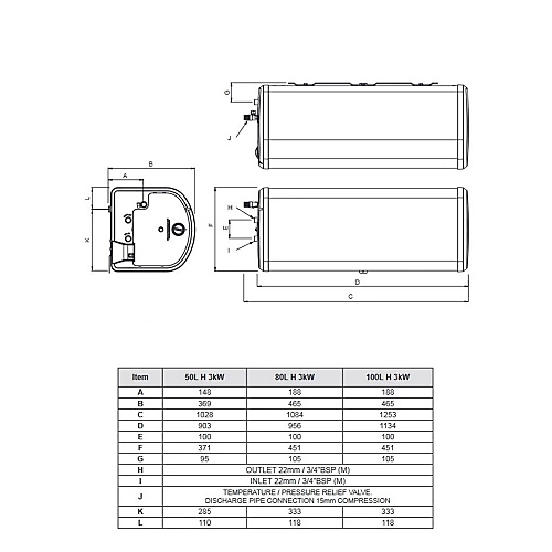 Heatrae Sadia Hotflo 100 Litre 3 KW Horizontal Water Heater 7037034 3 Heatrae Sadia Hotflo 100 Litre 3 KW Horizontal Water Heater 7037034 - Image 3