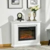 HOMCOM 1kW/2kW Electric Fireplace Suite With Remote Control Timer Safe Cut-Off