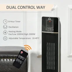 HOMCOM Ceramic Tower Heater W/ Remote Control, 8h Timer And Oscillation, Black 7 HOMCOM Ceramic Tower Heater W/ Remote Control, 8h Timer And Oscillation, Black -Diy homcom ceramic tower heater w remote control 8h timer and oscillation black5056534526290 06c MP