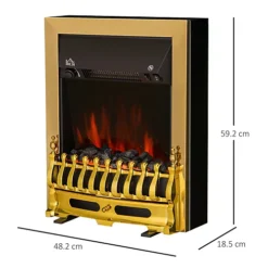 HOMCOM Electric Fireplace 1 & 2KW LED Fire Flame For Living Room Golden -Diy homcom electric fireplace 1 2kw led fire flame for living room golden5055974831995 03c MP