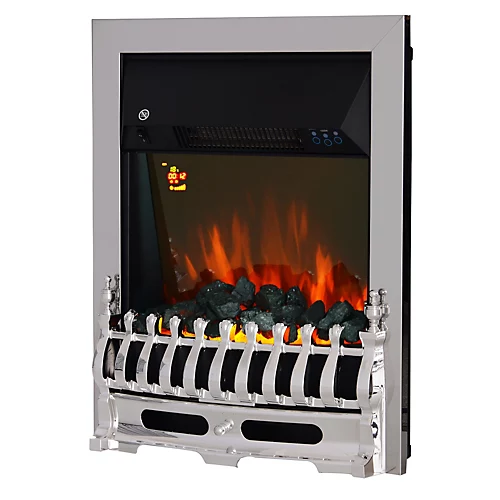 HOMCOM Electric Fireplace 1 & 2KW LED Fire Remote Control Heater Silver 1 HOMCOM Electric Fireplace 1 & 2KW LED Fire Remote Control Heater Silver