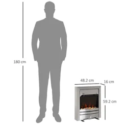 HOMCOM Electric Fireplace Stainless Steel 2KW Heater LED Fire Flame Silver -Diy homcom electric fireplace stainless steel 2kw heater led fire flame silver5055974831971 03c MP