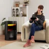 HOMCOM Fireplace Electric Heater Stove W/ Thermostat Control Black Freestanding