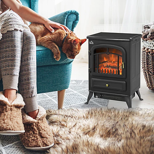HOMCOM Fireplace Stove Heater Log Burning Flame Electric 950/1850W Living Room 1 HOMCOM Fireplace Stove Heater Log Burning Flame Electric 950/1850W Living Room