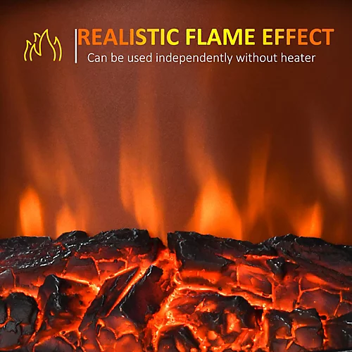 HOMCOM Free Standing Fireplace Flame Effect Electric Heater Log Burning Black 4 HOMCOM Free Standing Fireplace Flame Effect Electric Heater Log Burning Black - Image 4