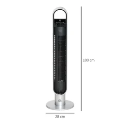 HOMCOM Freestanding Anion Tower Fan Cooling For Bedroom W/ Oscillating, Silver -Diy homcom freestanding anion tower fan cooling for bedroom w oscillating silver5056534559922 03c MP