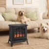 HOMCOM Freestanding Electric Fireplace Heater W/ LED Flame 1000W/2000W Black