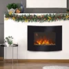 HOMCOM Led Curved Glass Electric Wall Mounted Fire Place Fireplace Heater
