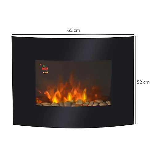 HOMCOM Led Curved Glass Electric Wall Mounted Fire Place Fireplace Heater 3 HOMCOM Led Curved Glass Electric Wall Mounted Fire Place Fireplace Heater - Image 3