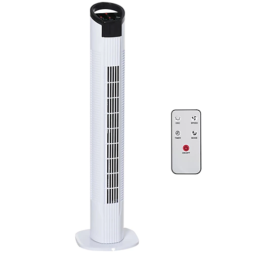 HOMCOM LED Tower Fan With 70 Degree Oscillation 3 Speed 3 Mode Black And White 2 HOMCOM LED Tower Fan With 70 Degree Oscillation 3 Speed 3 Mode Black And White - Image 2