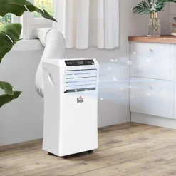 HOMCOM Mobile Air Conditioner W/ RC Cooling Sleeping Mode Portable White 1080W