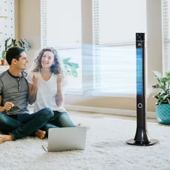 HOMCOM Tower Fan Anion Cooling Bedroom With Oscillating, Remote Control, Black