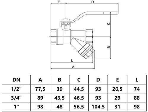 Invena 1 Inch Water Flow Rate Ball Valve With Strainer Female 2 Invena 1 Inch Water Flow Rate Ball Valve With Strainer Female - Image 2