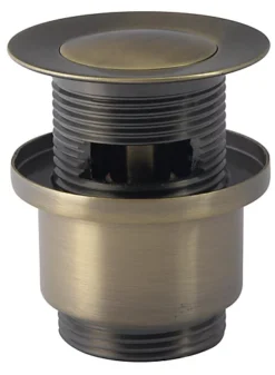 Kerra Slotted Button Waste Basin Plug Sink Click Clack Retro Bathroom Antique Brass