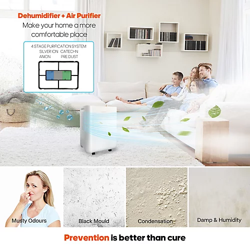 LEXENT MEVAGISSEY 10L Low Energy Dehumidifier With Humidistat, Air Purifier, Quiet, Laundry Drying, 4 Stage Purifications 2 LEXENT MEVAGISSEY 10L Low Energy Dehumidifier With Humidistat, Air Purifier, Quiet, Laundry Drying, 4 Stage Purifications - Image 2