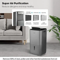 LEXENT POLPERRO 30L Plasmacluster Ion Dehumidifier, UVC Air Purifier, Low Energy 390W, PM2.5, HEPA/Activated Carbon Filtration -Diy lexent polperro 30l plasmacluster ion dehumidifier uvc air purifier low energy 390w pm2 5 hepa activated carbon filtration5065007722039 04c MP