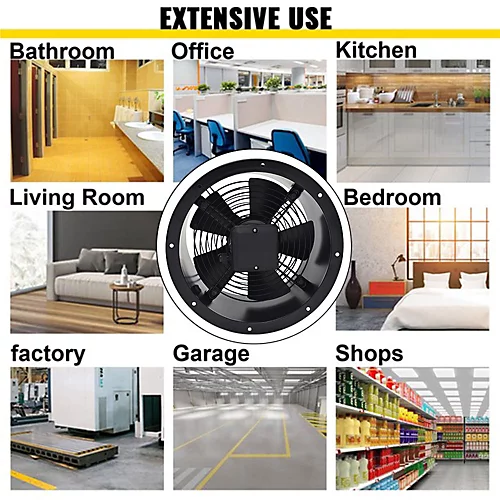 Livingandhome Black Metal 5 Blade Double Sided Mesh Extractor Fan 14 Inch With Governor Switch 2 Livingandhome Black Metal 5 Blade Double Sided Mesh Extractor Fan 14 Inch With Governor Switch - Image 2