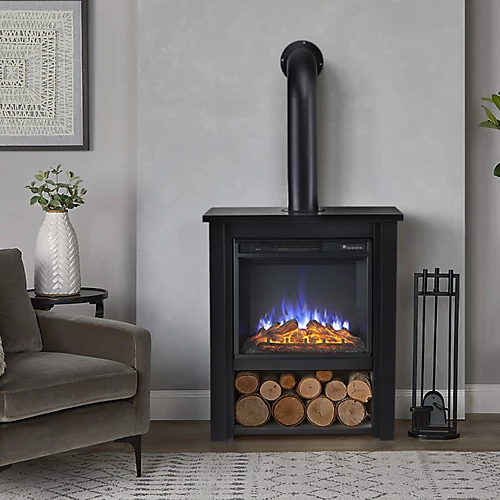 Livingandhome Retro Stove Fireplace Electric Stove 6 Flame Colors Brightness Adjustable With Remote Control 30 Inch 2 Livingandhome Retro Stove Fireplace Electric Stove 6 Flame Colors Brightness Adjustable With Remote Control 30 Inch - Image 2