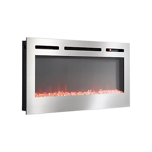 Livingandhome Silver Electric Fire Wall Mounted Or Insert Fireplace 12 Flame Colors 40 Inch 4 Livingandhome Silver Electric Fire Wall Mounted Or Insert Fireplace 12 Flame Colors 40 Inch - Image 4