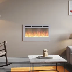 Livingandhome White Wall Mounted Or Insert Electric Fire Fireplace 12 Flame Colors With Remote Control 36 Inch