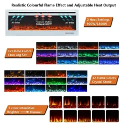 Livingandhome White Wall Mounted Or Insert Electric Fire Fireplace 12 Flame Colors With Remote Control 36 Inch 7 Livingandhome White Wall Mounted Or Insert Electric Fire Fireplace 12 Flame Colors With Remote Control 36 Inch -Diy livingandhome white wall mounted or insert electric fire fireplace 12 flame colors with remote control 36 inch0735940224994 04c MP