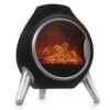 LIVIVO Freestanding Electric Fireplace - Log Burning Fire Effect, Freestanding Stove Heater For Dining & Living Room - Black