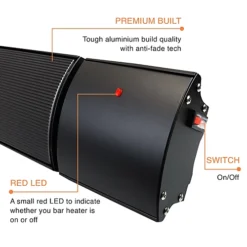 Mirrorstone 1200w Helios Infrared Bar Heater In Black Finish, Wall/Ceiling Mount, Indoor Electric Heater -Diy mirrorstone 1200w helios infrared bar heater in black finish wall ceiling mount indoor electric heater5059364077550 04c MP