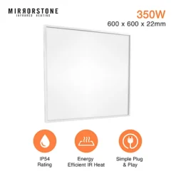 Mirrorstone 350W Classic Infrared Heating Panel With White Frame