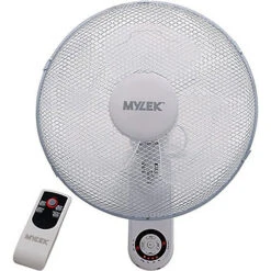 MYLEK 16" Wall Fan White - Oscillating Design With 3 Speed Settings & 2 Fan Modes - Remote Control Or Manual