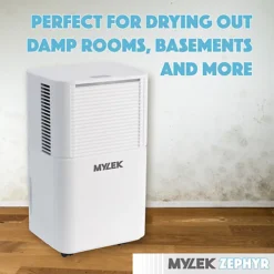 MYLEK Dehumidifier 12L/Day, Humidity Sensor, Continuous Drainage Option, Drying Clothes, Damp Rooms, Mould -Diy mylek dehumidifier 12l day humidity sensor continuous drainage option drying clothes damp rooms mould5056411330279 03c MP