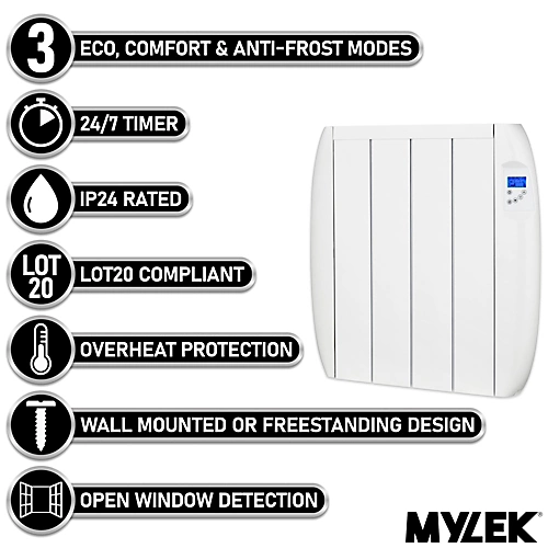 MYLEK Panel Heater Radiator 1000W Electric With Programmable Digital Timer 2 MYLEK Panel Heater Radiator 1000W Electric With Programmable Digital Timer - Image 2
