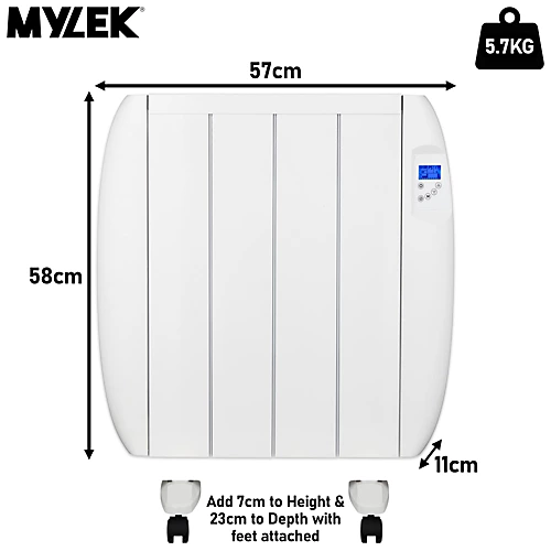 MYLEK Panel Heater Radiator 1000W Electric With Programmable Digital Timer 3 MYLEK Panel Heater Radiator 1000W Electric With Programmable Digital Timer - Image 3