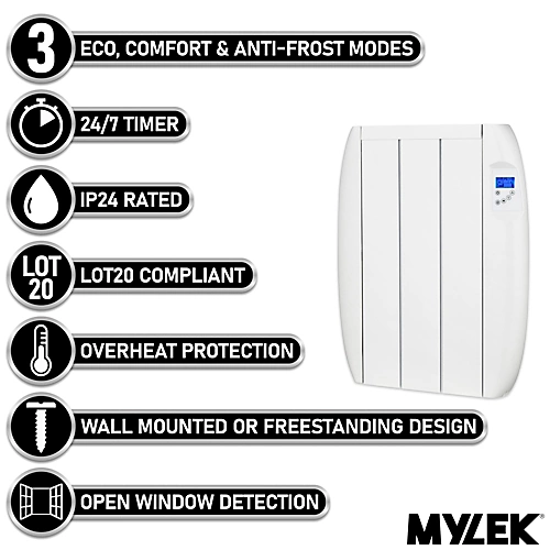 MYLEK Panel Heater Radiator 600W Electric With Programmable Digital Timer 2 MYLEK Panel Heater Radiator 600W Electric With Programmable Digital Timer - Image 2