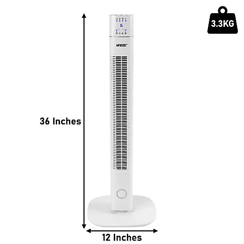 MYLEK Tower Fan 36-Inch Oscillating Electric Stand Cooler With Remote Control, 12 Hour Timer And Ioniser - White 4 MYLEK Tower Fan 36-Inch Oscillating Electric Stand Cooler With Remote Control, 12 Hour Timer And Ioniser - White - Image 4