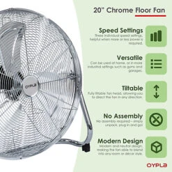 Oypla Electrical 20" Inch 50cm Chrome 3 Speed Floor Standing Gym Fan Hydroponic -Diy oypla electrical 20 inch 50cm chrome 3 speed floor standing gym fan hydroponic5056233252810 03c MP