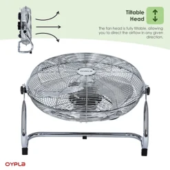 Oypla Electrical 20" Inch 50cm Chrome 3 Speed Floor Standing Gym Fan Hydroponic -Diy oypla electrical 20 inch 50cm chrome 3 speed floor standing gym fan hydroponic5056233252810 06c MP