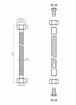 PEPTE 60cm 1/2 X 1/2 BSP Black Nylon Braided Flexible Faucet Flush Valve Hose -Diy pepte 60cm 1 2 x 1 2 bsp black nylon braided flexible faucet flush valve hose5901095525636 03c MP